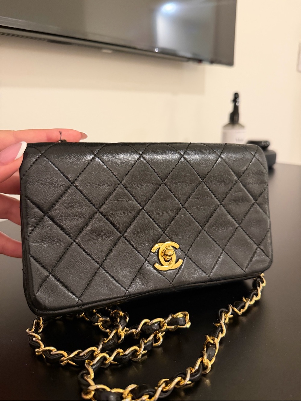 Vintage CHANEL CC Matelasse Full Flap Chain Shoulder Bag - Black Leather - Picture 2 of 15